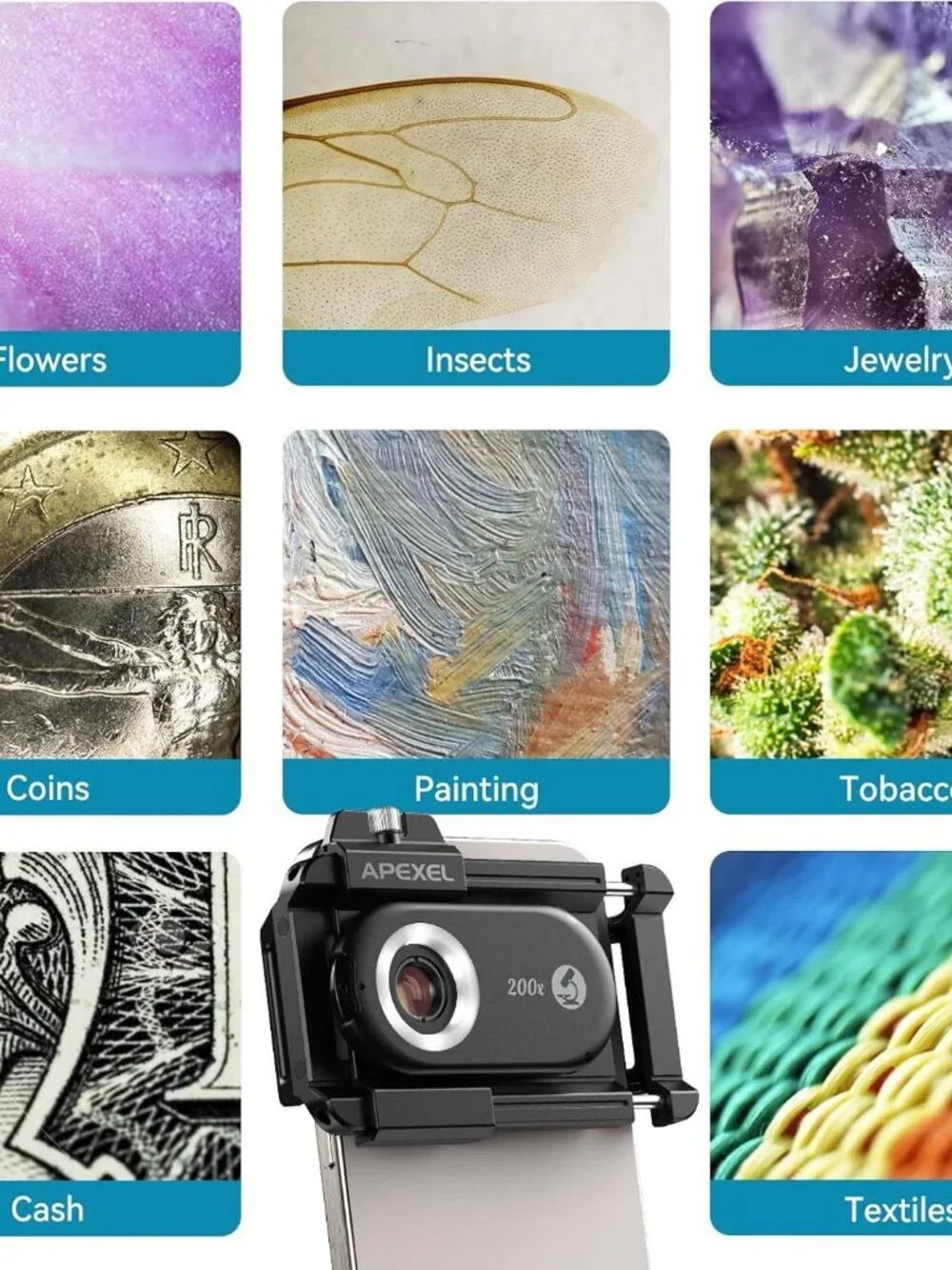 High-Definition 3-in-1 Phone Microscope with Built-in LED - For All Smartphones